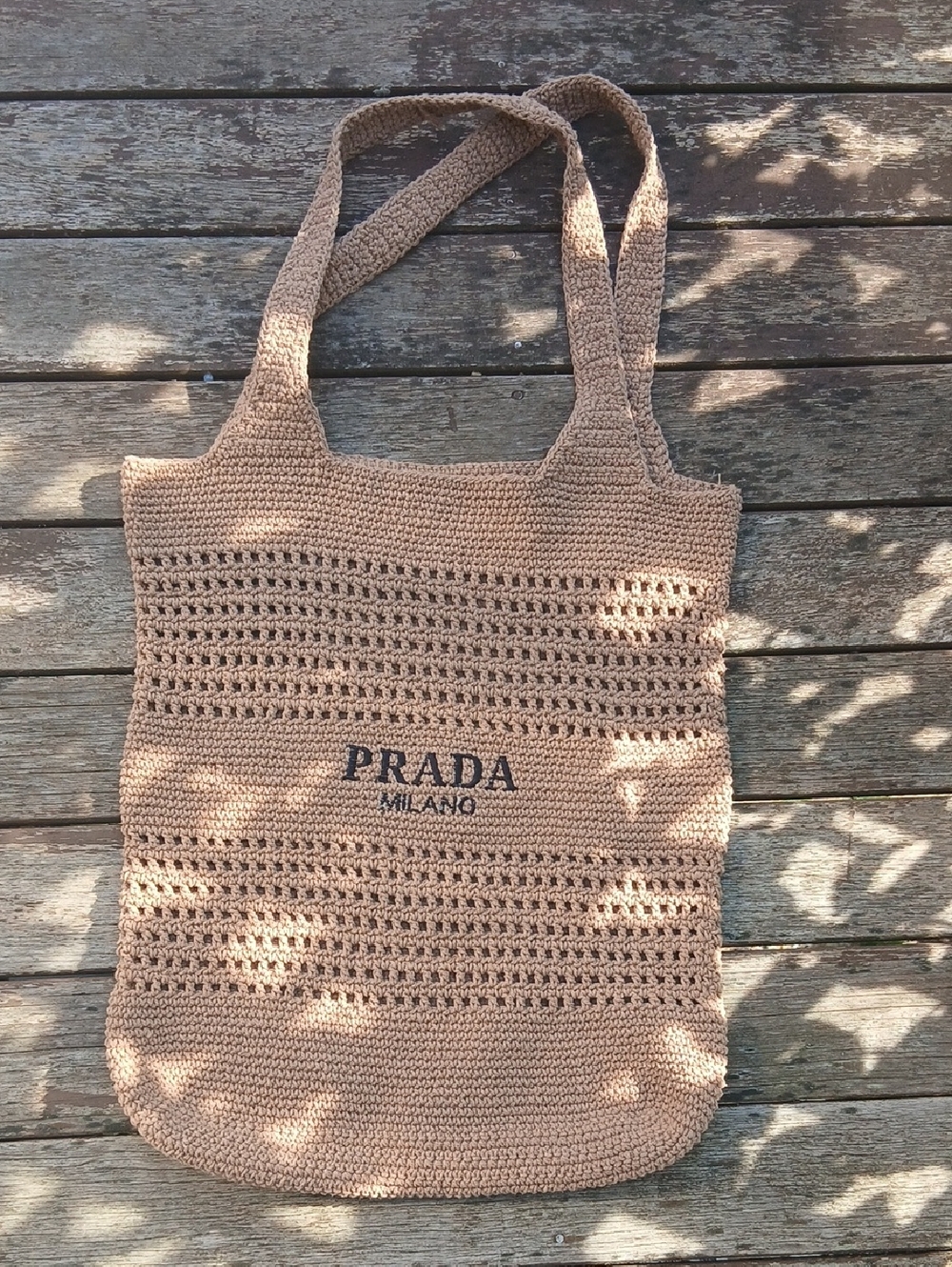 Prada Crochet Tote Bag in Tan